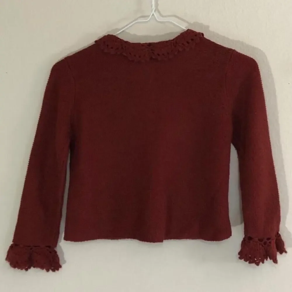 Gymboree Size 5 Small Red Knit Cardigan w Buttons Pretty Decorative Collar